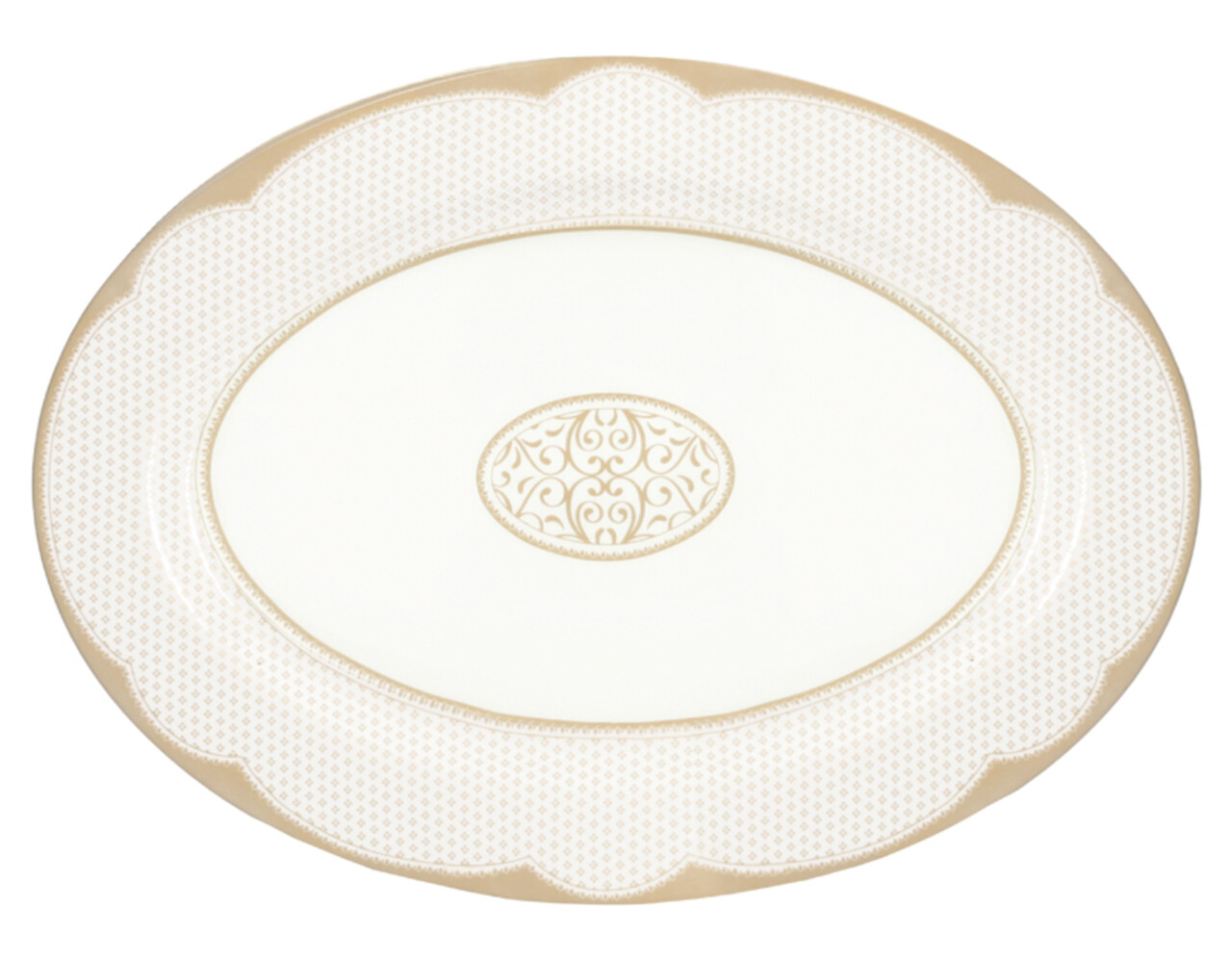 Platou servire, Golden Eye Gold, Brandani, 35x25 cm, portelan New Bone China - imagine 3
